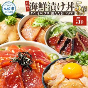 【訳あり】土佐の海鮮漬け丼5種各1袋セット 海鮮丼の具