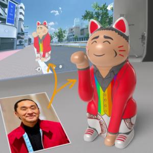 ふるさと納税 瀬戸市 伝統とデジタルものづくり、オーダーメイド招き猫型アバター(3DCG)&瀬戸焼招き猫セット