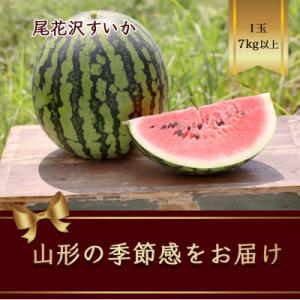 ふるさと納税 山形県 尾花沢すいか　1玉入 7kg以上 大玉西瓜が特徴で真夏が旬【2024年7月から...