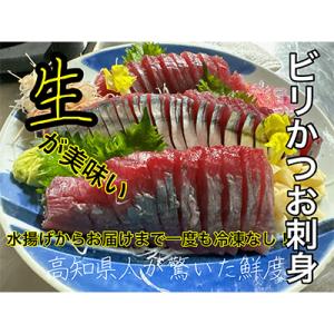 釣れたてその日に発送!ビリかつお刺身・わら焼きタタキ 各250g×1節(醤油・ニンニク・タレ付き)