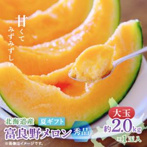 【2026年発送　先行受付】富良野メロン(赤肉) 夏ギフト　大玉秀品　2.0kg以上　1玉入