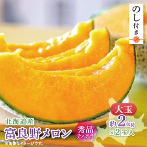 【2026年発送　先行受付】【のし付き】富良野メロン(赤肉)秀品ティアラ2.0kg/2玉入