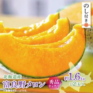 【2026年発送　先行受付】【のし付き】富良野メロン(赤肉)秀品ティアラ1.6kg/2玉入