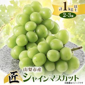 【2026年発送】山梨市産シャインマスカット(匠)1Kg以上　2～3房