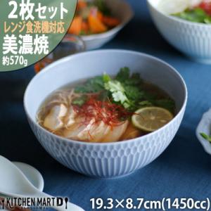 ふるさと納税 瑞浪市 【2枚SET】美濃焼 さざなみ 19鉢 ブルーグレー 1450cc 19.3×...