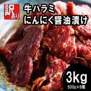 ふるさと納税 舞鶴市 【訳あり】 牛ハラミ焼肉 3kg(500g×6) にんにく醤油漬け