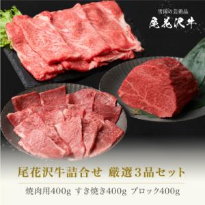 尾花沢牛 詰め合わせ 厳選3品セット 計1.2kg ja-oggss1200