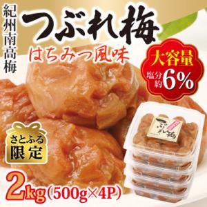 ふるさと納税 御坊市 【さとふる限定】紀州南高梅 つぶれ梅　 はちみつ風味2kg(500g×4パック...