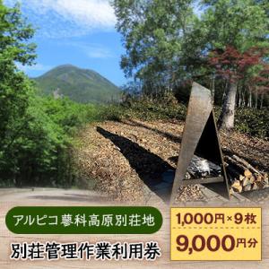 ふるさと納税 茅野市 アルピコ蓼科高原別荘地　別荘管理作業利用券[1,000円/枚×9枚]