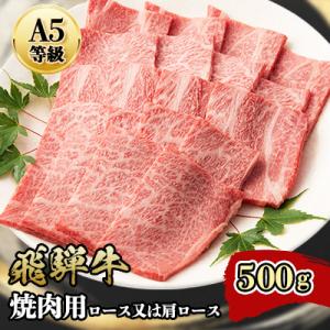 ふるさと納税 神戸町 『A5等級』飛騨牛焼肉用500g　ロース又は肩ロース肉