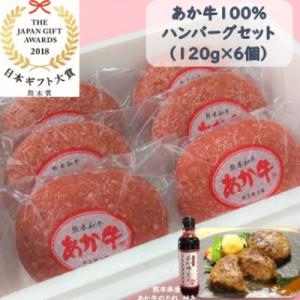 ふるさと納税 大津町 あか牛100%ハンバーグセット(あか牛ハンバーグ120g×6個 あか牛のたれ2...