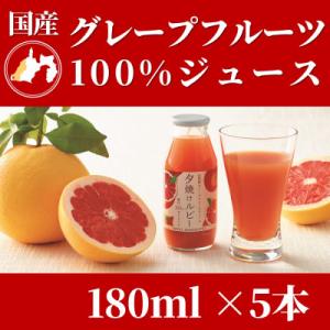 浜松市産グレープフルーツ100%ストレートジュース「夕焼けルビー」180ml×5本
