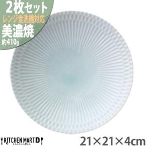 ふるさと納税 瑞浪市 【2枚SET】美濃焼 さざなみ 青白 21深皿 21×4cm プレート パスタ...