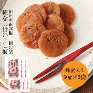 種なし干し梅60g×6袋(はちみつ入) 紀州南高梅 和歌山県産
