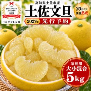 【2027年1月下旬～発送予定】【日本ギフト大賞2024受賞】園主こだわり土佐文旦5kg　大小混合