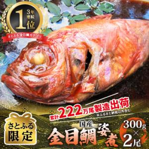 【さとふる限定】年間10万尾以上製造販売!国産金目鯛姿煮Mサイズ(300g×2尾)詰合せ