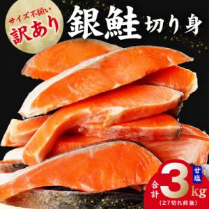 【TVで紹介!】銀鮭切り身 3kg 訳あり サイズ不揃い 27切れ前後 kgp0018