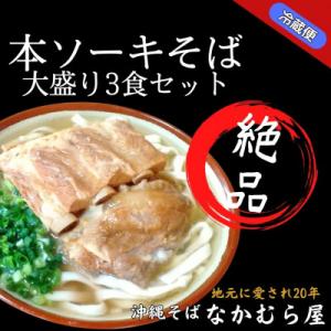 ふるさと納税 浦添市 本ソーキそば(太麺・大盛り3食セット)