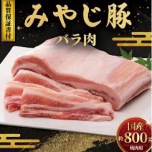 希少ブランド豚『みやじ豚バラ 焼肉用・ブロック 2種(800g)』(冷蔵・生肉)