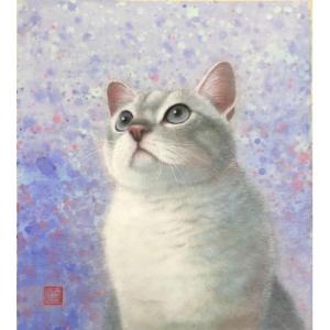 ふるさと納税 江別市 猫の肖像画　日本画　1点