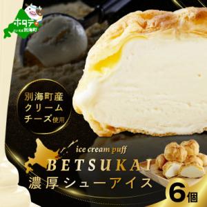 濃厚シューアイス 6個 別海町産クリームチーズ贅沢使用 冷たいシュークリーム 北海道スイーツ