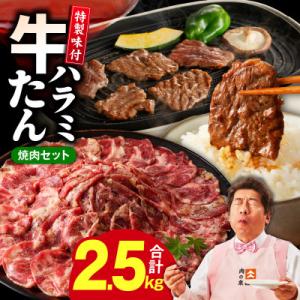 【総量 2.5kg】牛タン&牛ハラミ 大満足焼肉セット