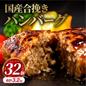 国産合挽きハンバーグ32個(宮崎市)