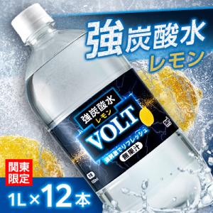 【関東のみお届け】強炭酸水 1L 12本 計12LサーフVOLT(ボルト)レモン　国産 ペットボトル