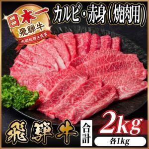 飛騨牛 厳選カルビ・赤身(焼肉・BBQ用) 2kg(各500g×2パック) 黒毛和牛 小分け