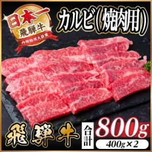 飛騨牛 厳選カルビ(焼肉・BBQ用) 800g(400g×2)　黒毛和牛　小分け　A4～A5等級