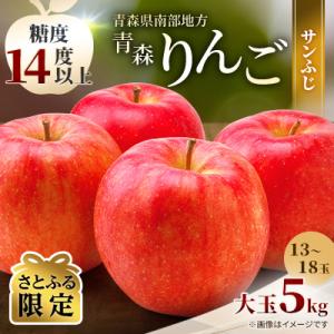 青森りんご　サンふじ　大玉(5kg)【糖度14度以上】【さとふる限定】