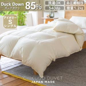 【訳あり】洗える羽毛本掛け布団85%1.2kgシングル(無地アイボリー)【筑後国の羽毛ふとん】