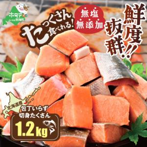 【鮮度抜群】北海道産 カット秋鮭 切り身 約1.2kg 天然 無塩 訳あり さけ切身 小分け 冷凍