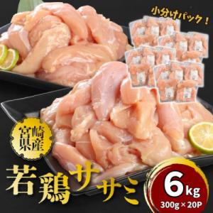 宮崎県産若鶏ササミ 小分け 6kg(300g×20)　K16_0124