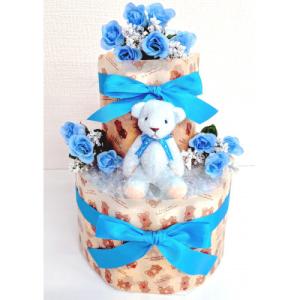 ふるさと納税 大和高田市 おむつケーキ2段(ブルー)