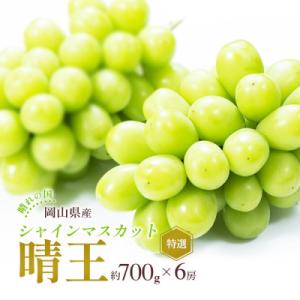 ふるさと納税 浅口市 2026年発送 岡山産 シャインマスカット 晴王 特選 6房 (1房約700g)化粧箱入り