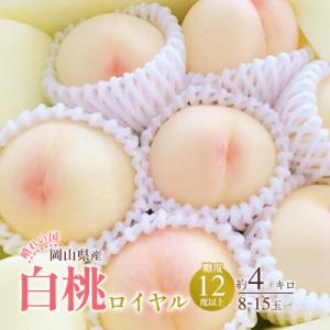 ふるさと納税 浅口市 2026年発送 岡山産 白桃 ロイヤル 約4kg 8〜15玉入り