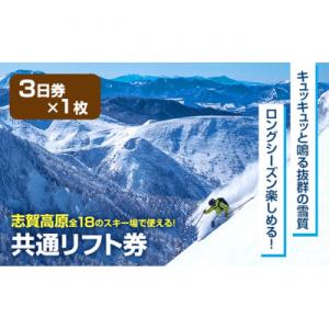 ふるさと納税 山ノ内町 2025-26 志賀高原スキー場共通リフト券 3日券1枚[53710439]