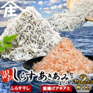 訳ありしらす干し1kg 釜揚げアキアミエビ1kg 計2kgセット 愛知県南知多町 山庄