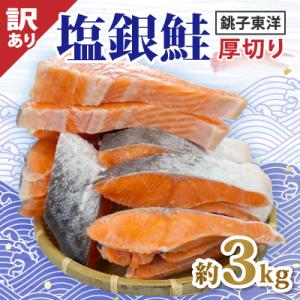 【訳あり】塩銀鮭　厚切り(冷凍)　約3kg　銚子東洋の規格外