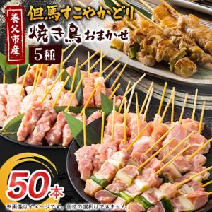 焼き鳥セット おまかせ5種盛り合わせ(もも・ももねぎ・生皮・ハラミなど)50本