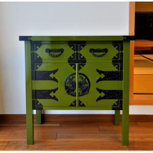 ふるさと納税 利府町 仙台箪笥 両開コンソール 常盤色漆塗り 申込書返送後2〜5ヶ月程度でお届け