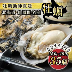 【先行受付】仙鳳趾名産牡蠣 150g～199g×35コ+かきナイフ付き かき漁師直送 K1-8
