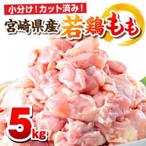 宮崎県産若鶏 もも肉 5kg(250g×20パック)※小分け・カット済・真空冷凍