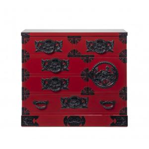 ふるさと納税 利府町 仙台箪笥　三尺片開箪笥80　朱色漆塗り(お申込書返送後2ヶ月〜6ヶ月以内でお届け)