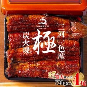 三河一色産うなぎ蒲焼超特大4尾(計720g以上)・R048-32