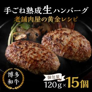 ふるさと納税 飯塚市 15個入り!博多和牛 手ごね熟成生ハンバーグ/黄金レシピ