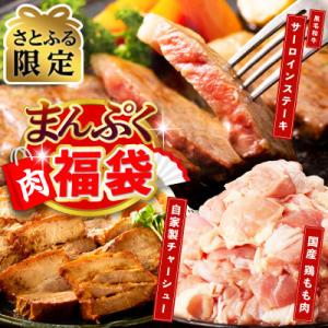 ふるさと納税 泉佐野市 【さとふる限定】まんぷく肉福袋(黒毛和牛サーロインステーキ&amp;国産鶏もも&amp;チャ...