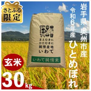 ふるさと納税 奥州市 【さとふる限定】令和6年産　岩手県 奥州市産 ひとめぼれ 玄米 30kg 一等...