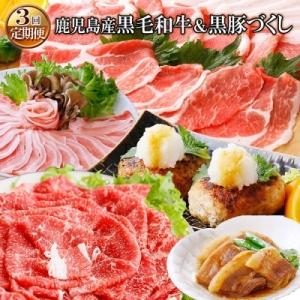ふるさと納税 枕崎市 定期便【3ケ月配送】鹿児島産黒毛和牛・黒豚づくし